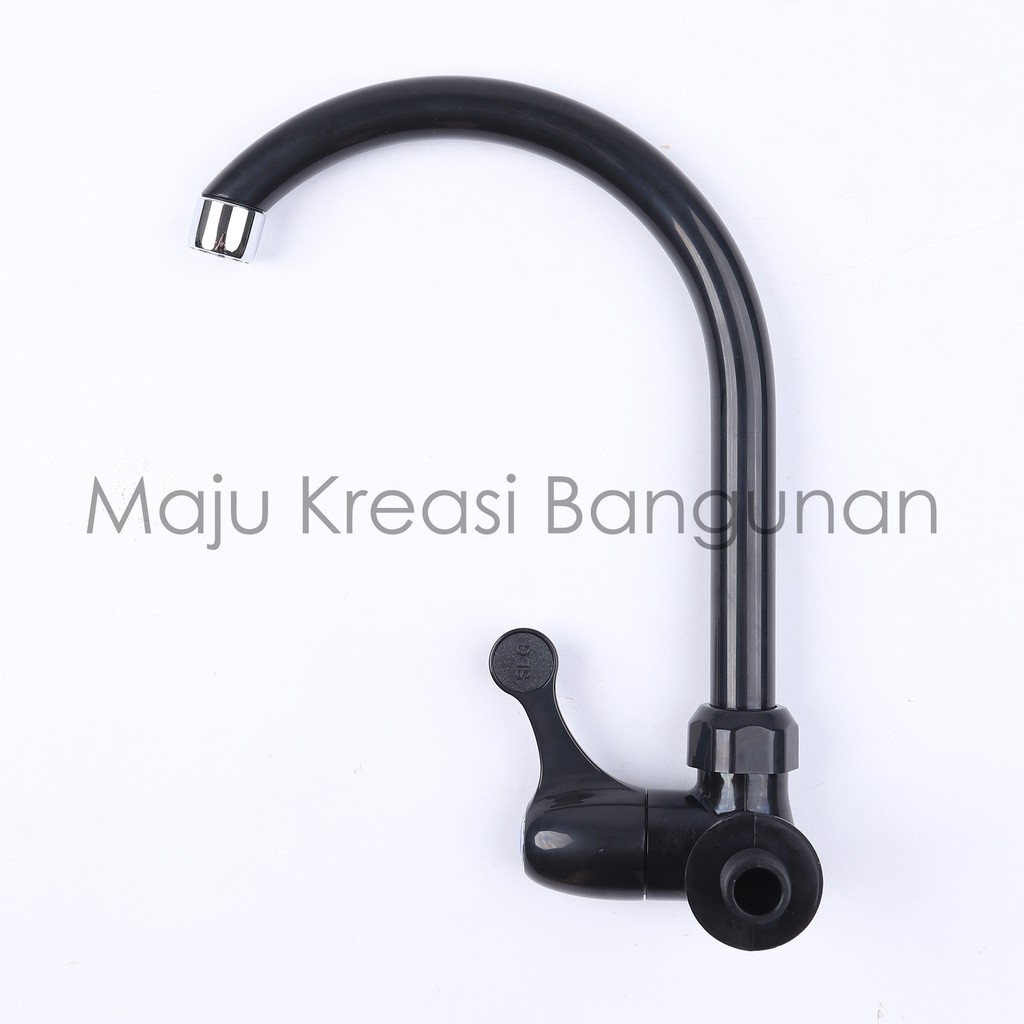 Kran Angsa Tembok PVC New Soligen Keran Air Cuci Piring Sink Dapur W1 W2 Hitam Putih