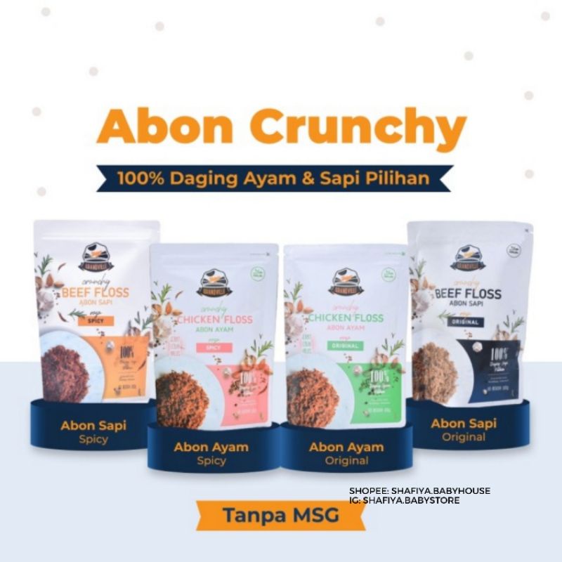 Grandville Abon Sapi/Ayam Crunchy Rasa Original, Spicy