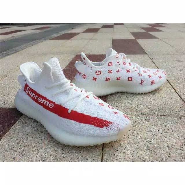 ADIDAS Yeezy V2 White LV Supreme Premium Original