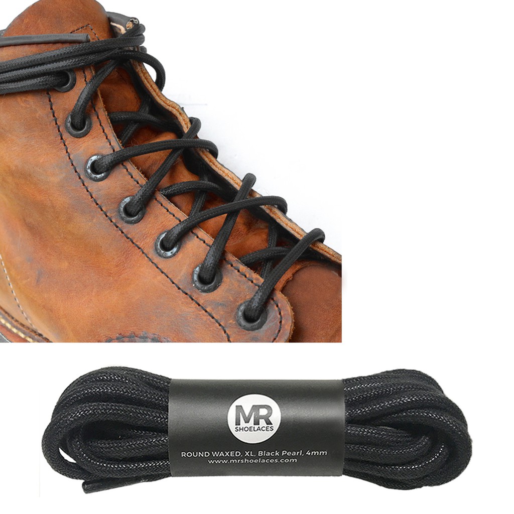 Original RB401 Tali Sepatu Lilin Bulat Hitam (Black) Tebal 4mm Variasi Ukuran 70cm 80cm 90cm 100cm 120cm 150cm 180cm 200cm Premium Round Waxed Shoelaces