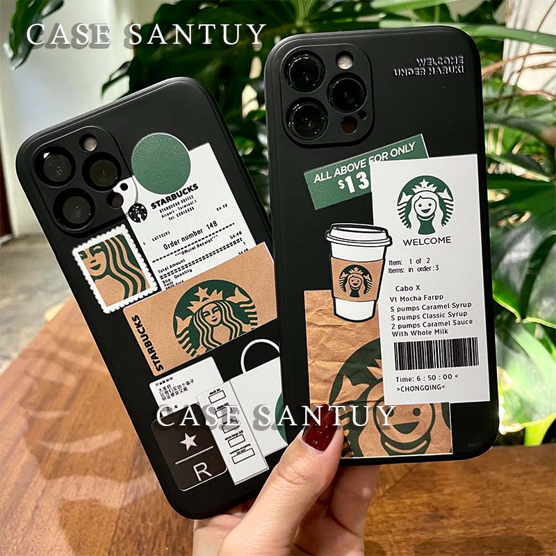 Soft Case Vivo Y93 Y91C Y91 Y95 T1-5G Y75 5G Y55 5G Y21 2021 Y22 Y33S Y21S 4G Y21T Y21A Y33T Y15S 2021 Y15A Y51 2020 Y51A Y31 2021 4G Y51S Y53S 4G Starbucks Black Square Edge Phone Case Cover