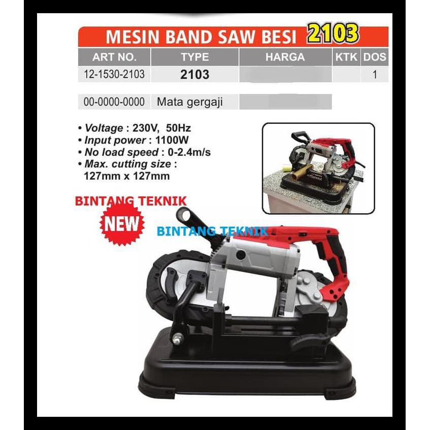 Ekslusif Aldo Mesin Metal Bandsaw Besi Band Saw Gergaji Besi Portable Duduk New
