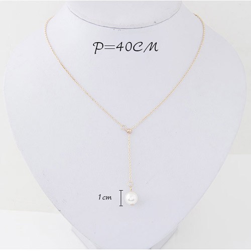 LRC Kalung Exquisite Gold Color Pearl Pendant Decorated Simple Design A41533