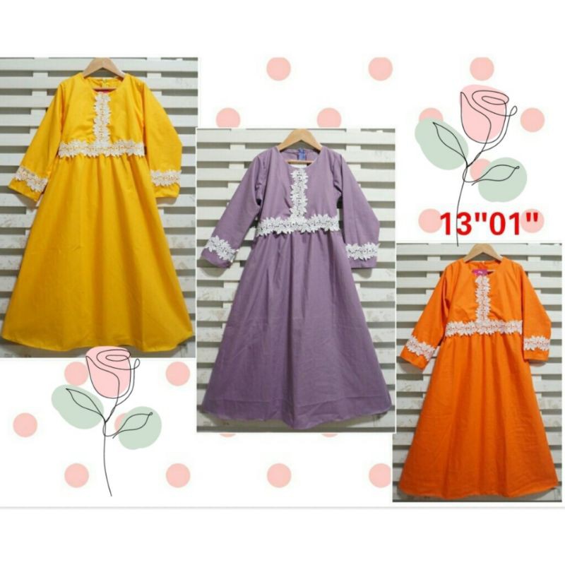 Gamis Anak Perempuan Bordir Putih 5-7 Tahun