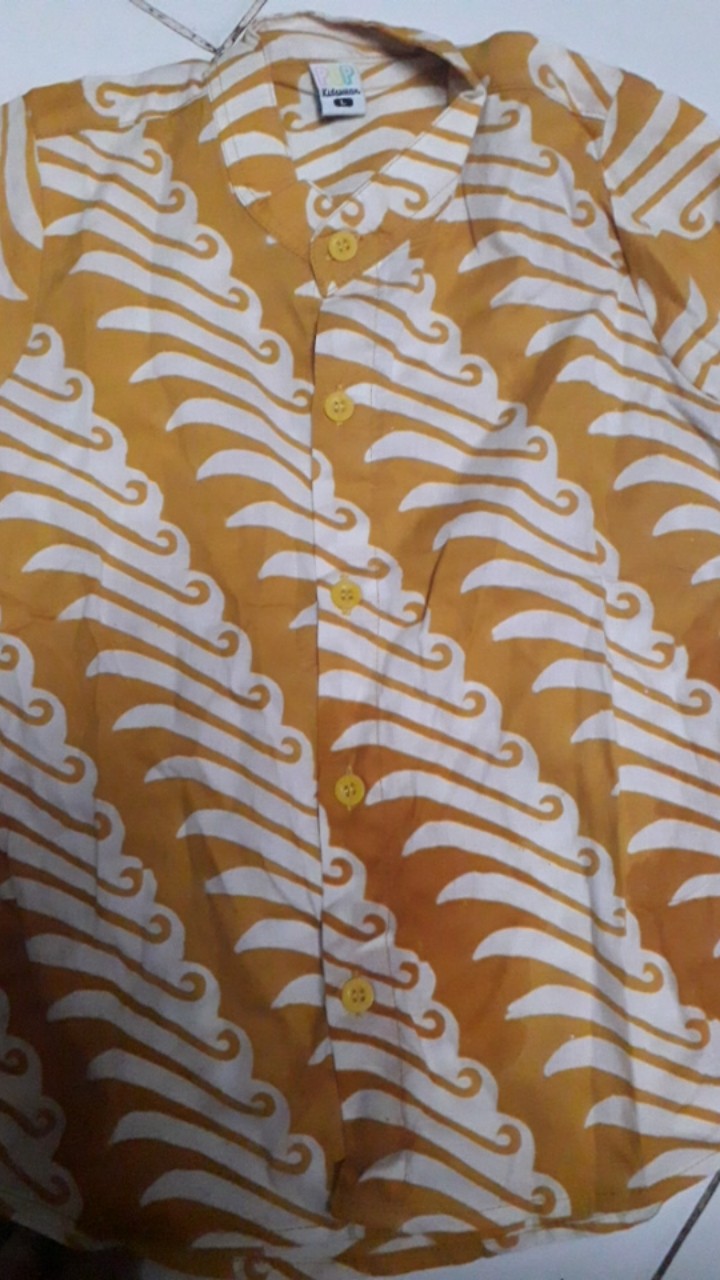 Pop Kidswear   Surya Batik - Kemeja Batik Anak Kuning Bahan Batik Cap Asli