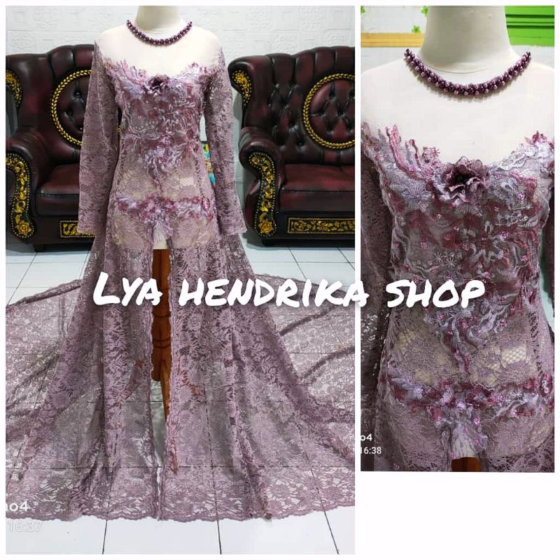 kebaya akad brukat ekor