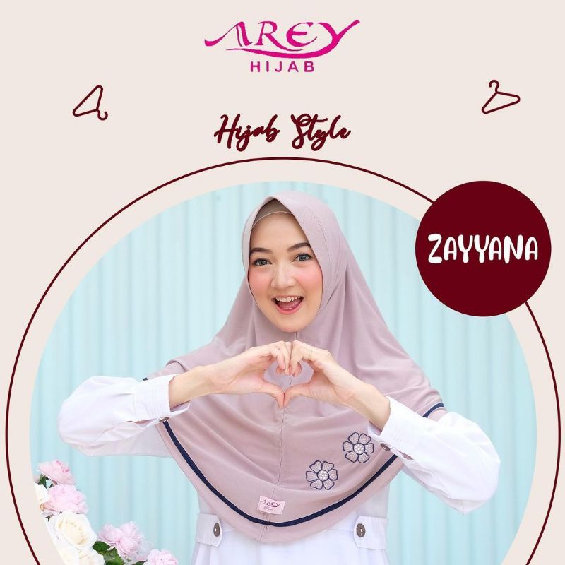 Arey - Hijab Instan List Bordir Bunga ZAYYANA Ori Arey