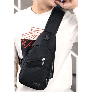 Tas Selempang Pria B295 USB Port Sling Bag