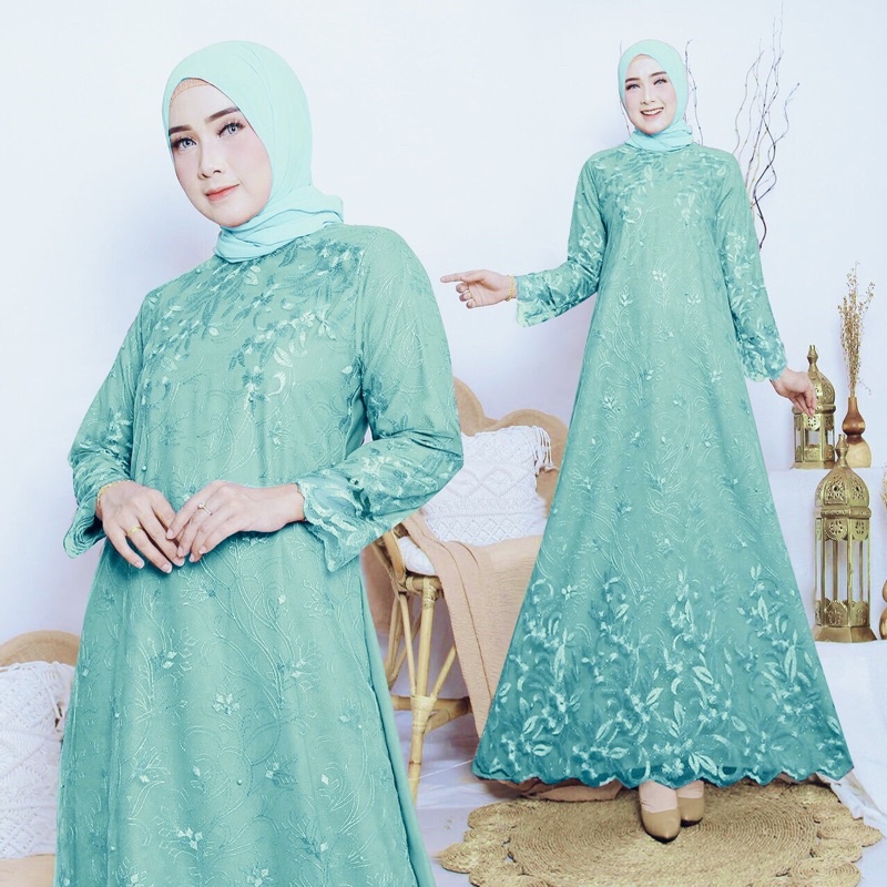 [Model Baru] Gamis Zuha / Maxi Brukat Mewah/ Seragam/ Wanita/ Kondangan/ Jumbo