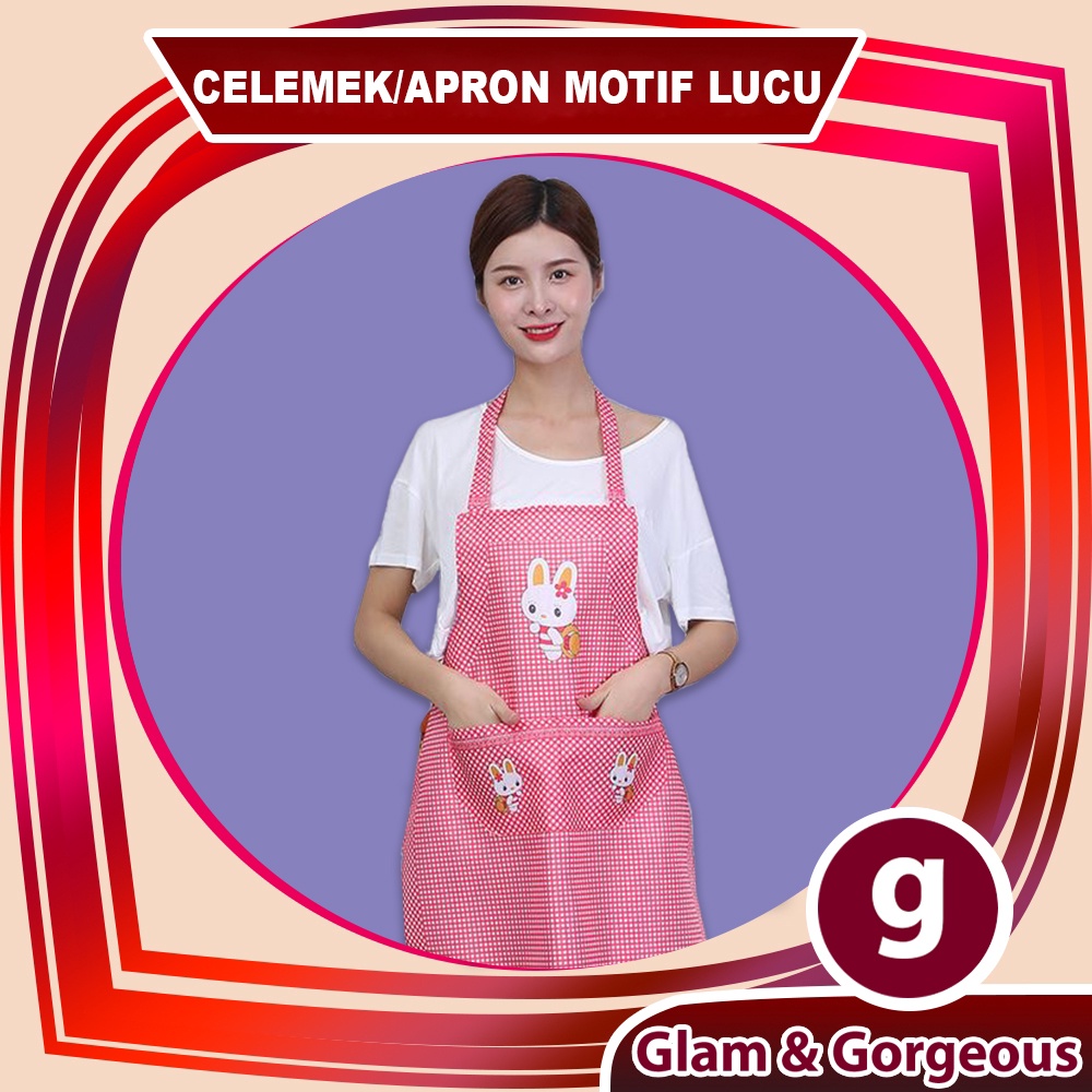 Celemek Masak Apron Waterproof Kain Dapur Motif Karakter CM012