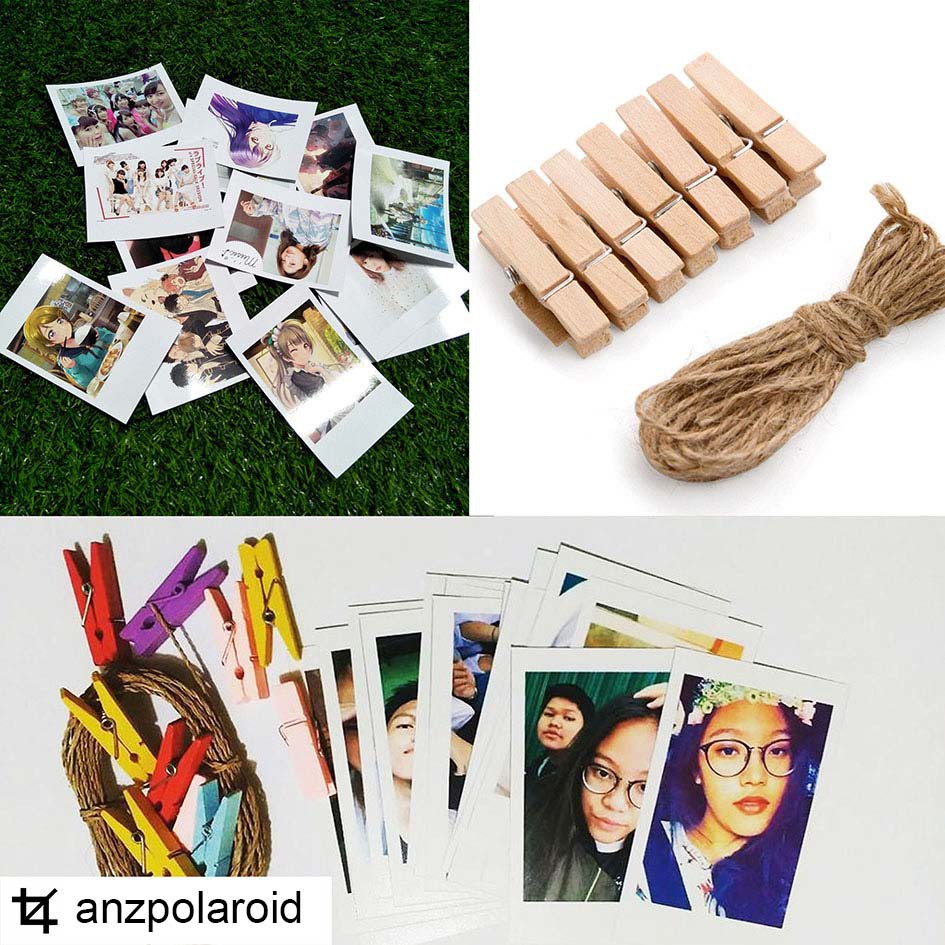 PAKET POLAROID  + WOODENCLIP + TALI RAMI