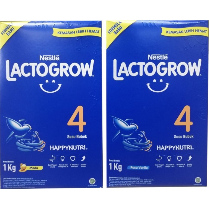 LACTOGROW 4 Vanila Madu 1Kg 3-5 tahun 1000gr Nestle Happynutri, Lactogrow 4 madu vanila 1000g