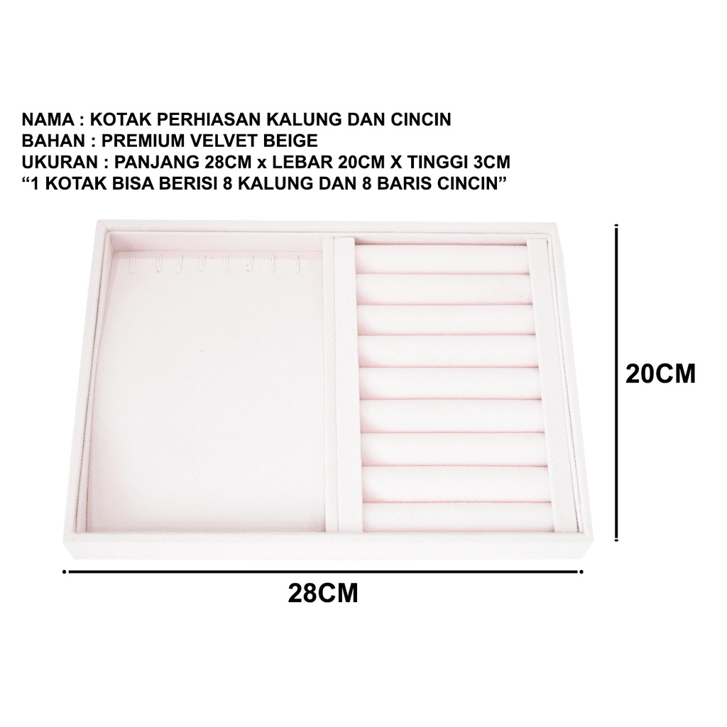 Kotak Display Kalung dan Cincin bahan Premium Velvet Bludru/Kotak Penyimpanan Perhiasan