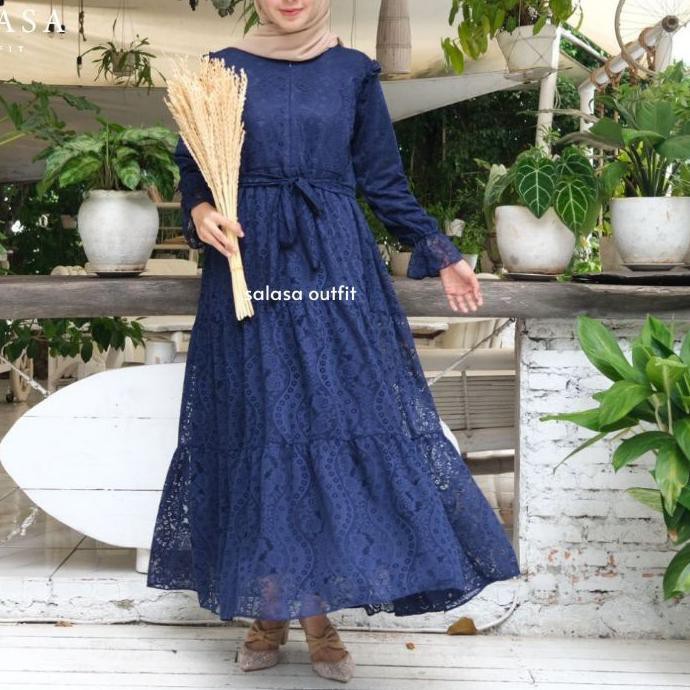 { PREMIUM } z-78 >> Aisyah Brukat Dress gamis wanita brokat premium pesta mewah kondangan by Salasa