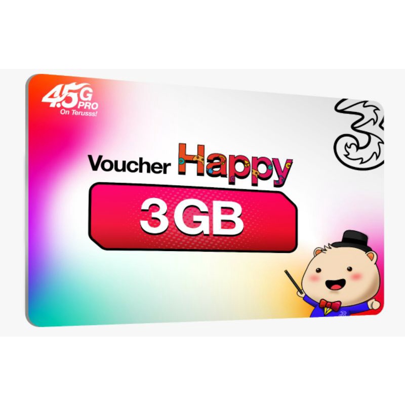 Voucher Kuota Tri 3GB 3Hari Nasional / Tri Happy 3 GB 3 hari nasional