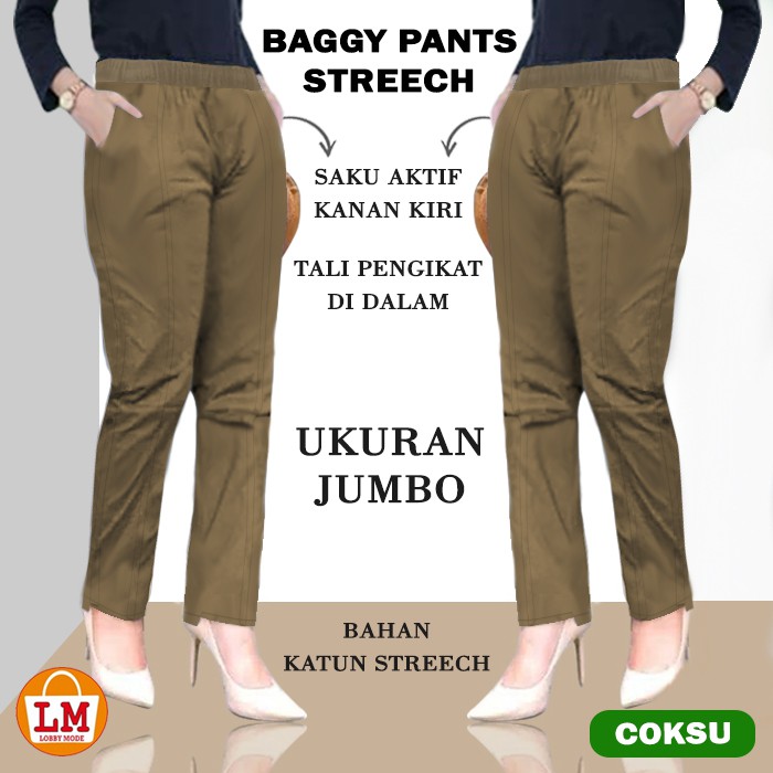 TERMURAH TERLARIS Celana Jogger Wanita BAGGY PANTS STREECH STANDAR &amp; JUMBO LMS 25044-25050