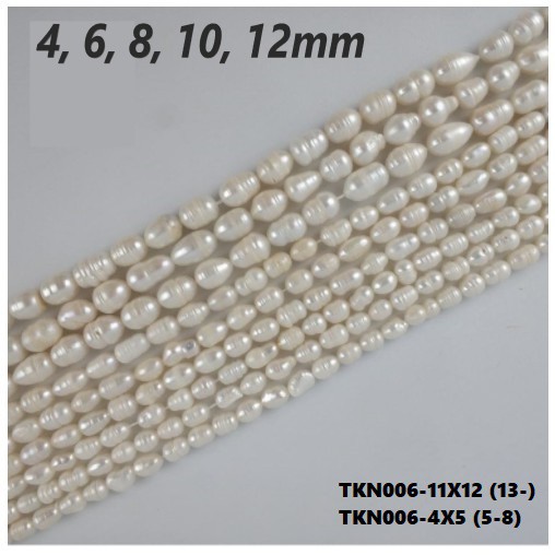 Mutiara Air Tawar Model Oval Uk 4 - 12mm Harga/String