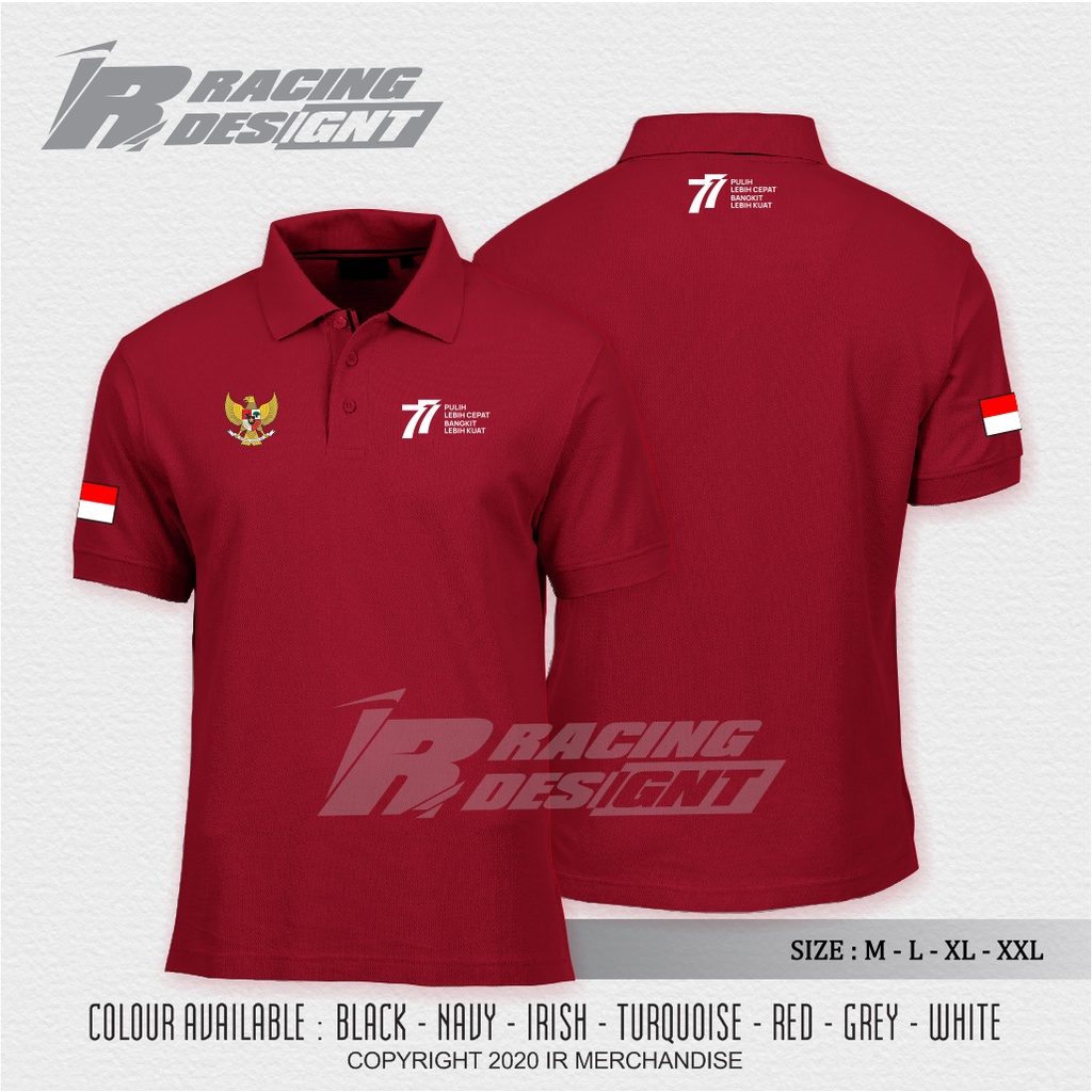 POLOSHIRT / KAOS BAJU POLO V2 SIMPLE DIRGAHAYU HUT RI KE 77 KAOS 17 AGUSTUS INDONESIA PULIH LEBIH CE