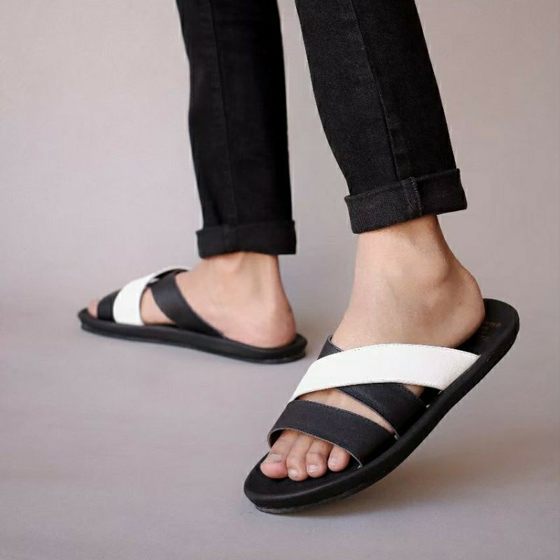 POLET | Sandal Sendal Pria Kulit Asli Kasual Santai Fashion Kerja Trendi Modern