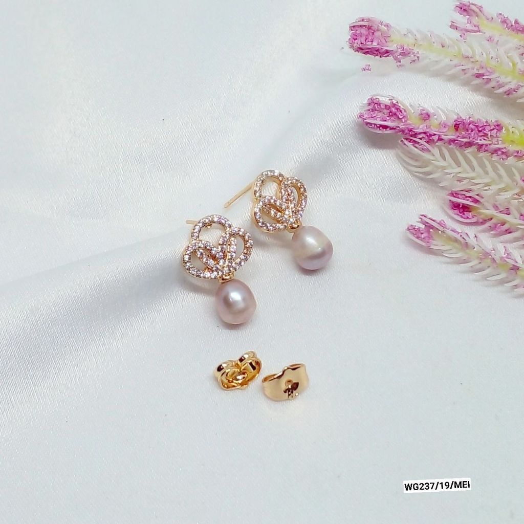 ANTING EMAS MUTIARA MURNI PERHIASAN CANTIK WANITA MURAH