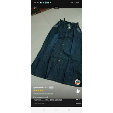 Rok jeans premium rempel dewasa kancing panjang/rok jeans pinggang karet bawah kerut dewasa-3