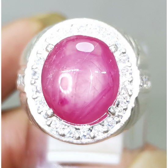 CINCIN BATU AKIK NATURAL RUBY JOHNSON RING PERAK ASLI