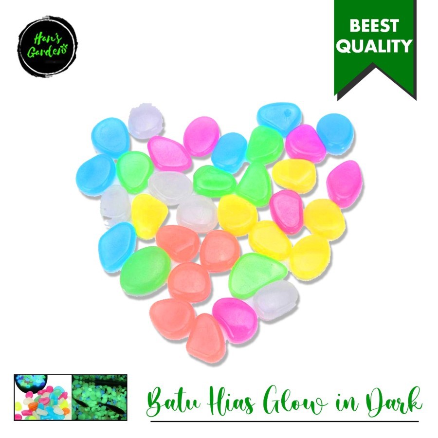 Batu hias glow in the dark / batu dekorasi taman isi 20 pcs