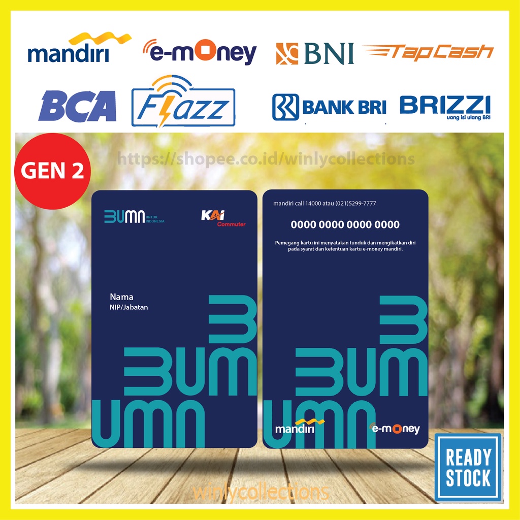 KARTU E MONEY E TOLL NEW ID CARD KAI COMMUTER EMONEY MANDIRI GEN 2 BNI TAPCASH BRI BRIZZI - 2 SISI