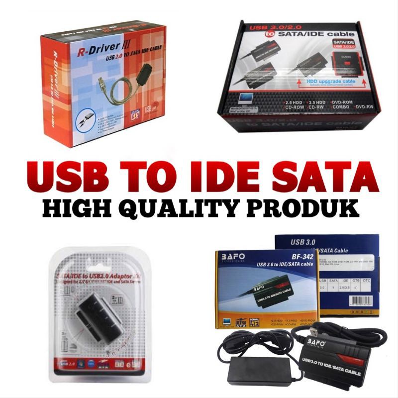 USB TO IDE SATA KABEL CONVERTER FOR EXTERNAL HARD DISK PC / NOTEBOOK / R-DRIVER III / BAFO