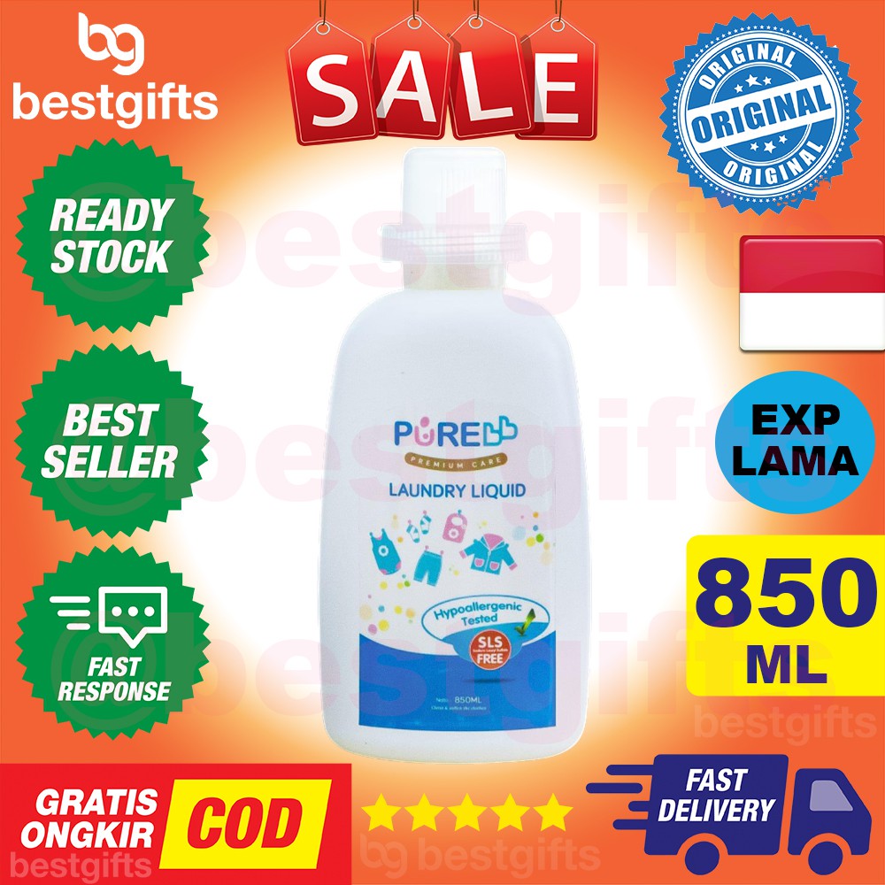 PURE BABY KIDS PUREBABY PUREKIDS LAUNDRY LIQUID BOTTLE DETERGEN SABUN CUCI BAJU BAYI ANAK 850 ML