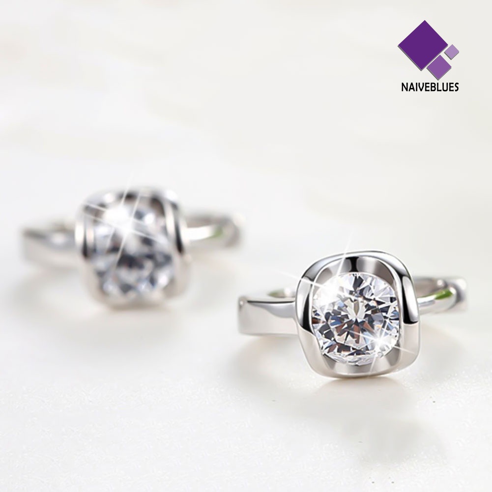 Anting Bentuk Bulat Aksen Berlian Imitasi Untuk Wanita