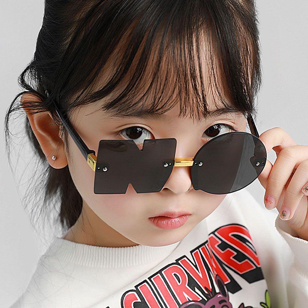 REBUY Rebuy Letter No Sunglasses Personality Frameless Irregular Kartun Gadis Anak-Anak Kacamata Anak Kacamata