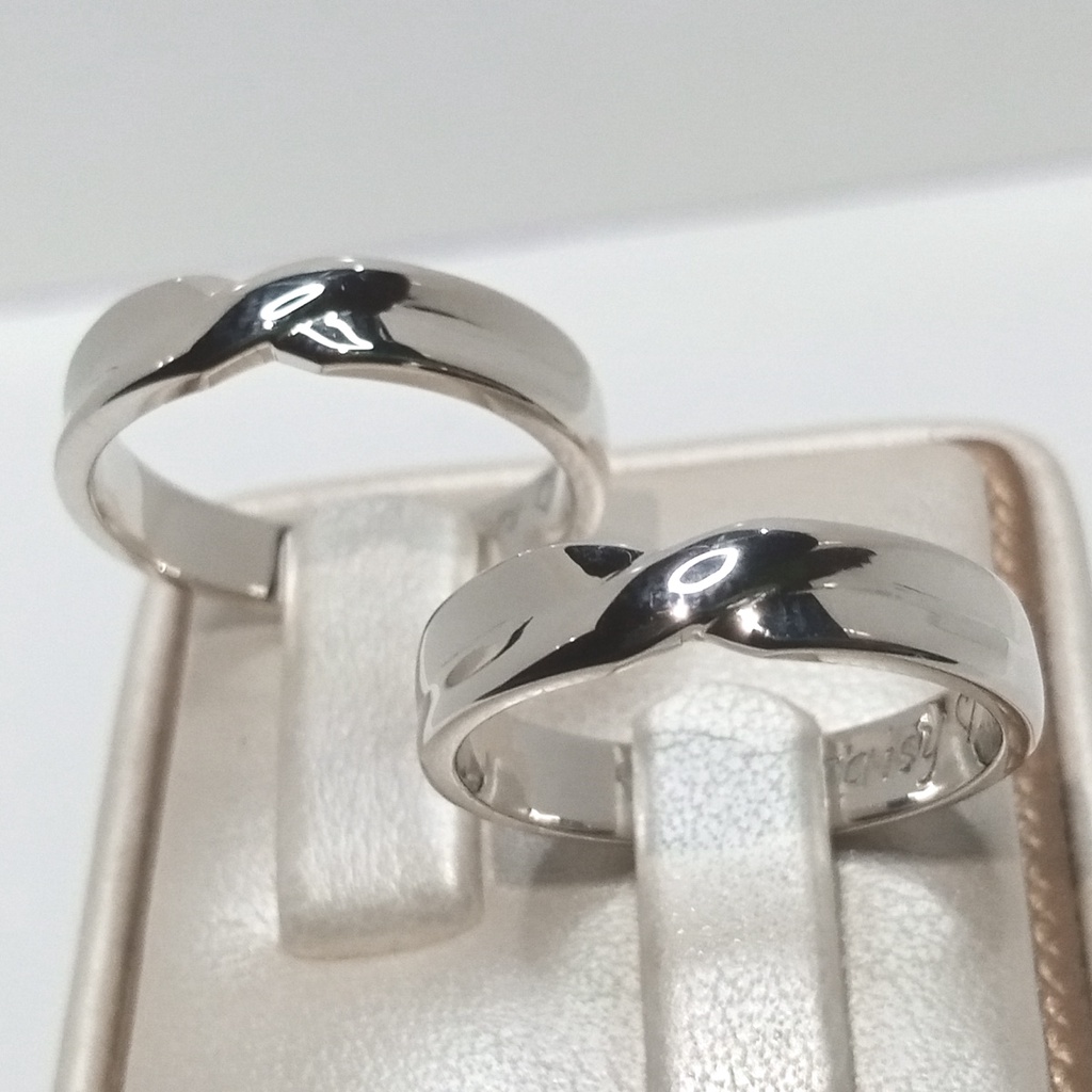 Cincin Silver Tunangan Couple Perak Asli Ukir Nama A26