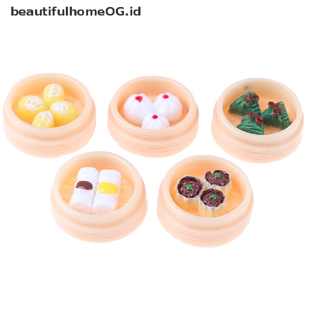 5pcs / set Miniatur Makanan Dim Sum China Aksesoris Dapur Rumah Boneka 1: 12