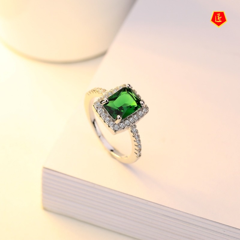 [Ready Stock]Multicolor Gems Ring 925 Silver Simple Elegant