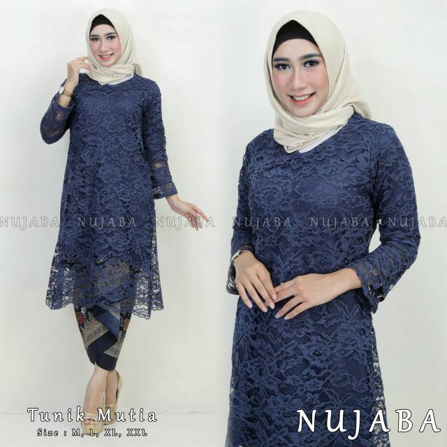 Best seller kebaya brokat nujaba/kebaya tunik muslimah/kebaya acara/nevy/moca/PINK/FANTA/MERAH/GOLD