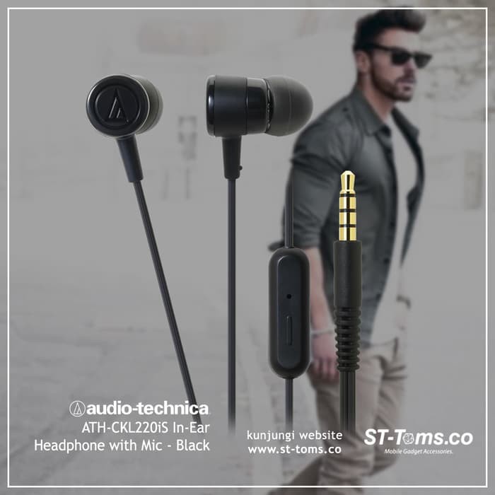 Audio Technica ATH-CKL220iS In-Ear Headphone with Mic - Black