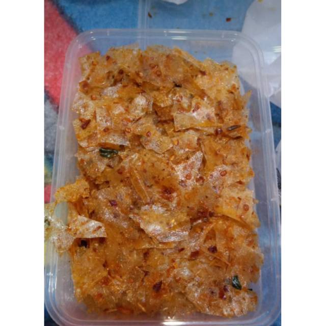 

Cemilan Keripik Kaca Super Pedas daun jeruk