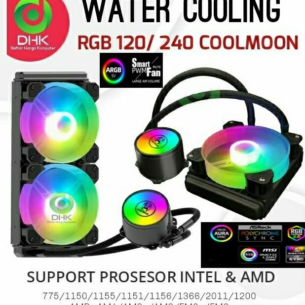 Jual Coolmoon Cpu Water Cooling Rgb 120/240 Radiator Fan Cooler