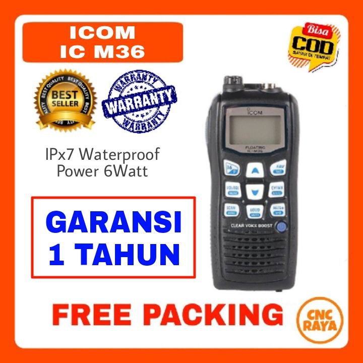 HT Icom Marine M36 (6Watt) Anti Air Garansi 1 Tahun Walkie Talkie | IC-M36 Tahan Air IP67 (156.025 - 157.425MHz) Handy talky | Icom M 36 IP67 handy talky Radio