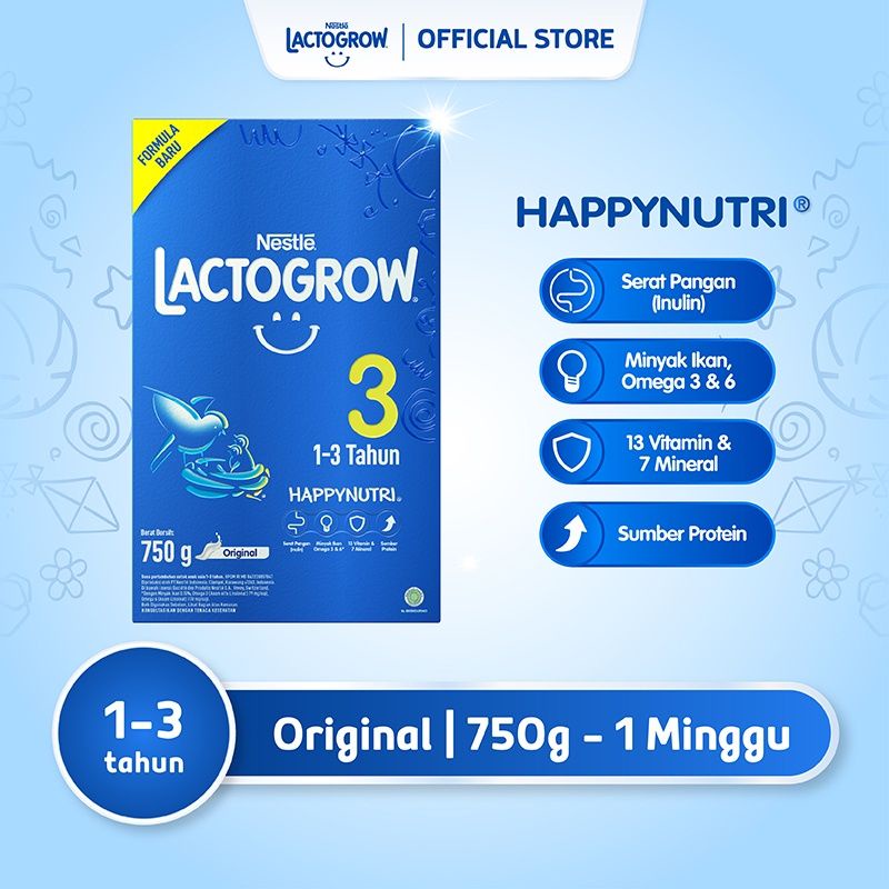 Lactogrow 3 Original, Madu dan Vanila 750gr