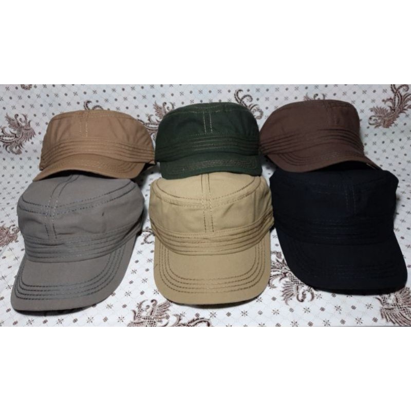 Topi Komando Kanvas Army Polos Warna