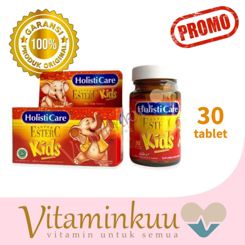 Jual HOLISTICARE SUPER ESTER C KIDS isi 30 tablet hisap vitamin