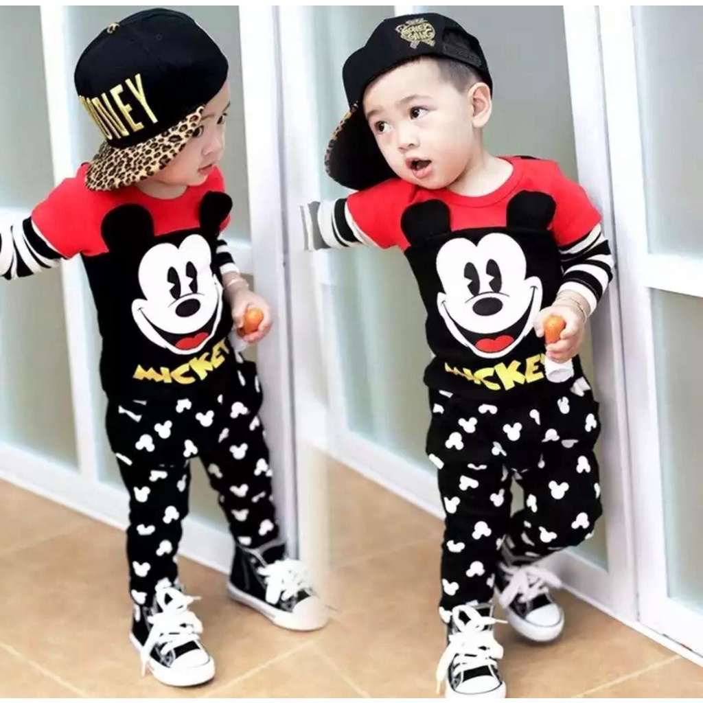 SETELAN ANAK BAJU ANAK UNISEX 1-5 TAHUN SETELAN PIYAMA KAOS MOTIF MIKY CUTE  BAJU ANAK MURAH