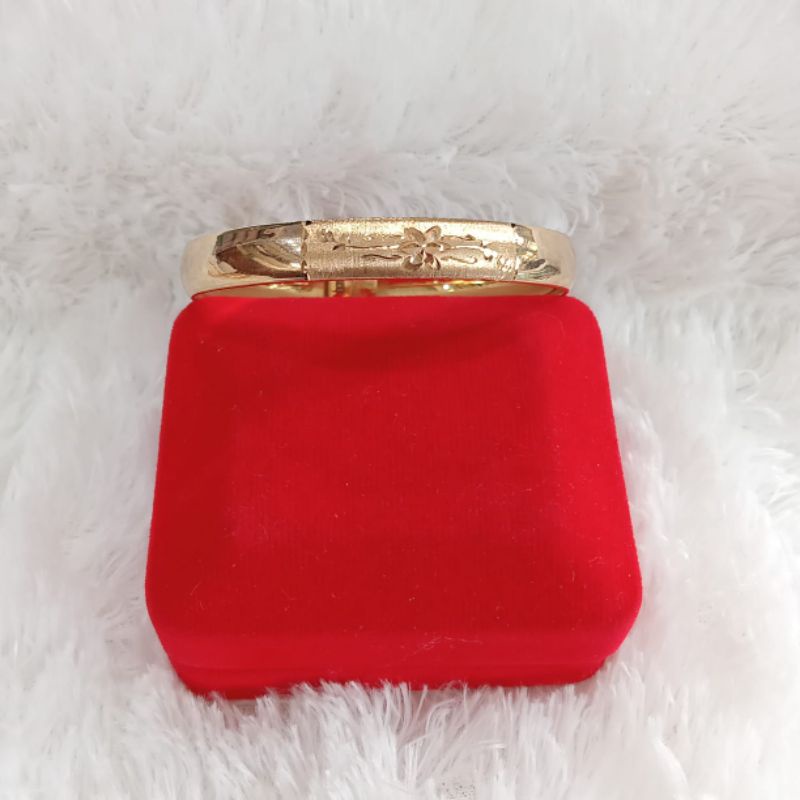 Gelang Bangkok Ukir Doff, Perak 925, Sepuh Emas Kuning