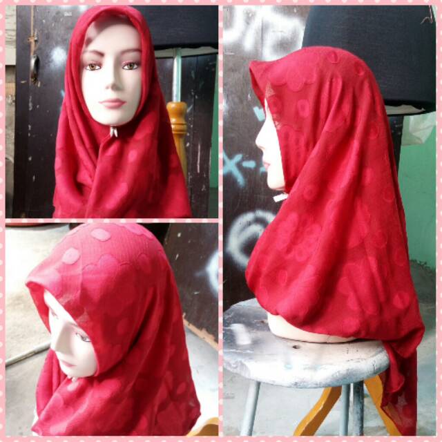 Jilbab Hijab Kerudung Segi4 Segiempat Segi Empat Square Rubiah 3D Motif Bunga Timbul Murah