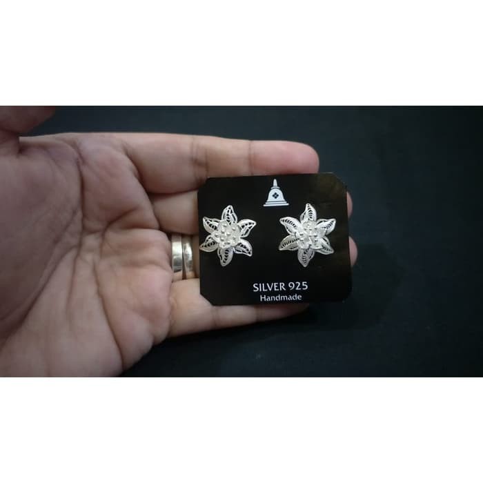 Anting Subang (giwang) motif Bunga silver925 (SS-ERQ000709)/giwang silver/ giwang perak/subang perak