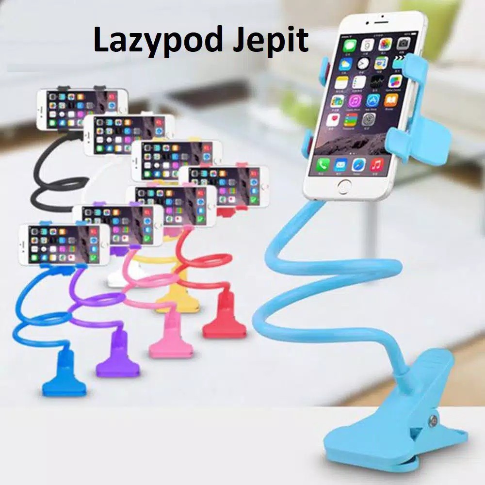 LAZYPOD stand holder dudukan HP Fleksibel selfi flog live streming jepit meja kursi dll 360 rotasi putar