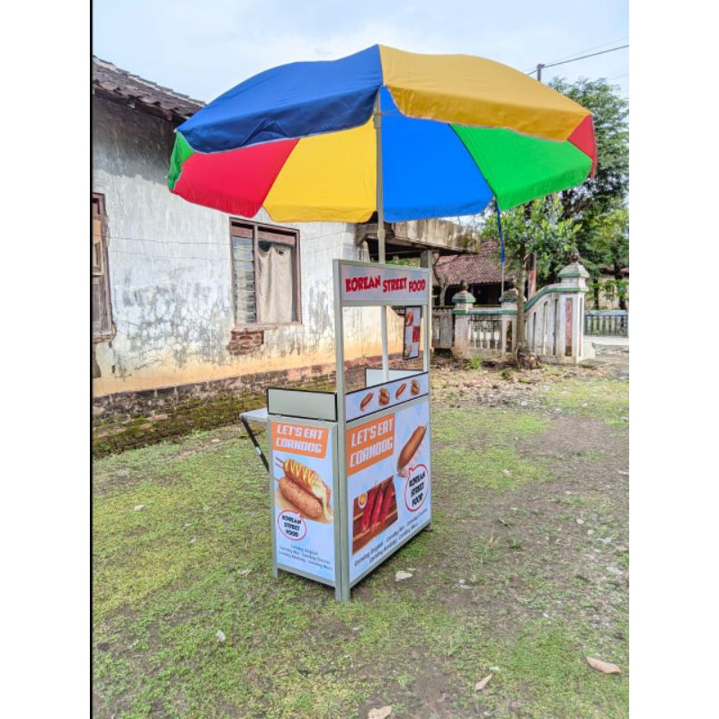 booth portabel gerobak lipat payung