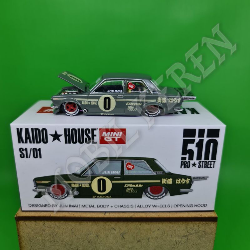 diecast Mini GT Kaido House 1971 Datsun 510 Pro Street Green Ban Karet Limited Edition